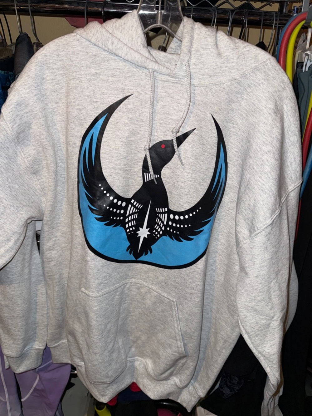 Gildan Minnesota Rebel Loon Grey Hoodie Size L